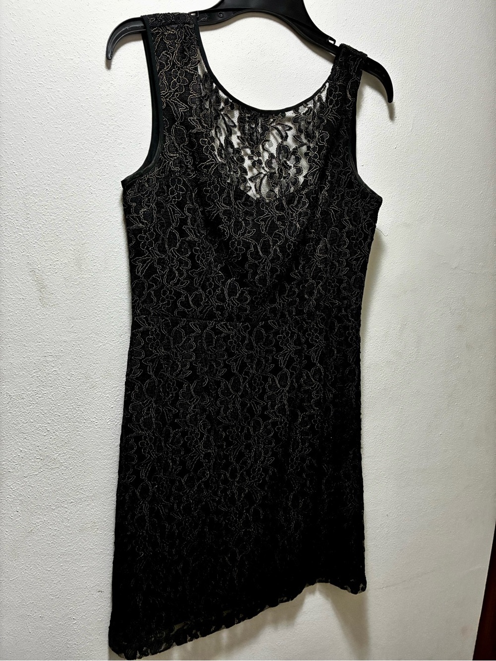 Andrew Marc Black Lace Sleeveless Chemise Slip